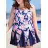 Sweet Women's Scoop Neck Floral Print Swimsuit - Bleu 2XL