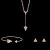 Elégant Rhinestoned Triangulaire Pyramidale Shape Jewelry Set (Collier + Bracelet + Boucles d'oreilles) pour les femmes - d'or 