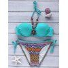 Bikini Set ethnique style Halter Push-Up imprimés perles Femmes - Vert Menthe M
