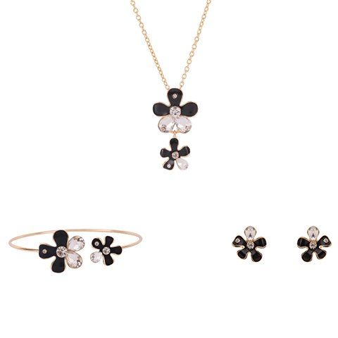Elégant Rhinestoned forme de fleur Ensemble de bijoux (Collier + Bracelet + Boucles d'oreilles) pour les femmes - multicolore 