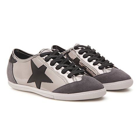 Stylish Star and Splicing Design Women's Athletic Shoes - Métal Pistolet 36