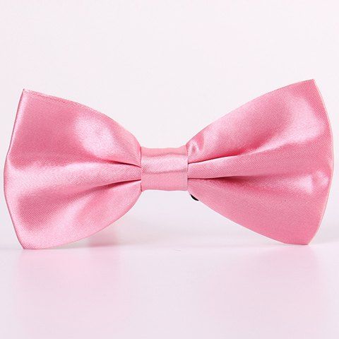 

Stylish Candy Color Men's Double-Deck Satin Bow Tie, Pink