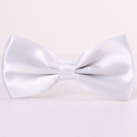 

Stylish Candy Color Men's Double-Deck Satin Bow Tie, White
