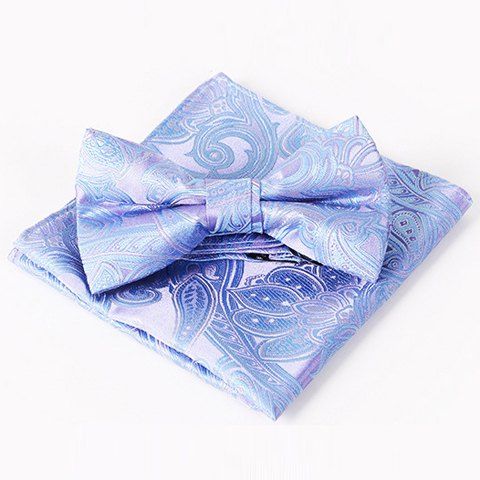 

Stylish Men's Paisley Jacquard Ethnic Bow Tie and Handkerchief, Light purple