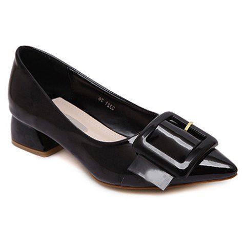 Couleur noir élégant et chaussures plates de la boucle de conception de femmes - Noir 39