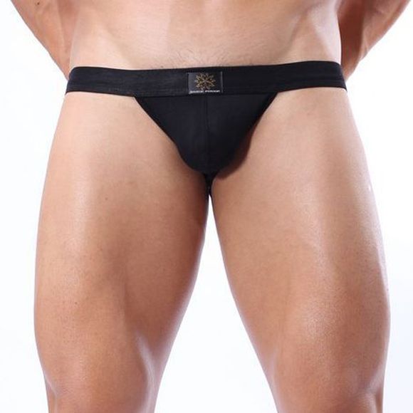 Modal Thongs Solid Couleur Creux Out Design Taille Basse U convexes Pouch Hommes - Noir L