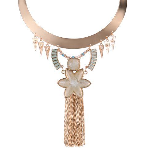 Vintage Floral Triangle Necklace Chains pour les femmes - d'or 