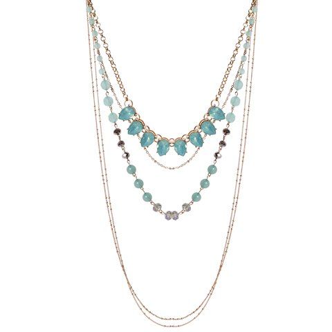 Collier de perles de cristal en alliage Faux Elégant Multilayer pour les femmes - d'or 