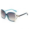Forme Chic fleurs et creux Black Out embellies Femmes et Bleu Lunettes de soleil - Bleu et Noir 