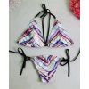 Bikini Set Trendy Halter Backless Colorful Striped femmes - coloré XL