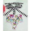 Bikini Set de mode Halter imprimé floral rayé femmes - multicolore S