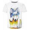 T-shirt col rond 3D Pigment Dog Printed Color Block manches courtes hommes - Blanc L