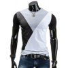 T-shirt PU-cuir Spliced ​​design col rond manches courtes hommes - Gris Clair 2XL