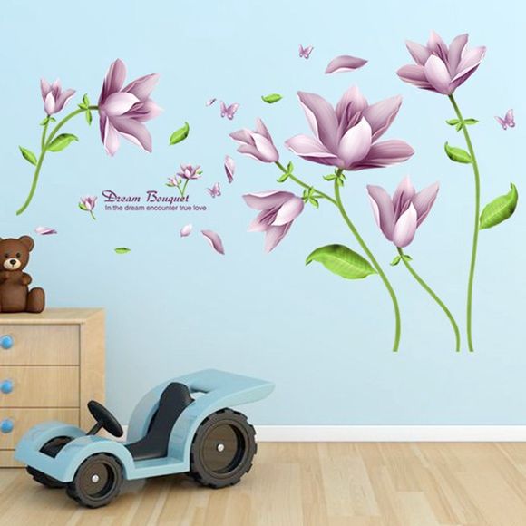Chic Bouquet de fleurs Motif Autocollant Mural Pour Salon Chambre Décoration - multicolore 