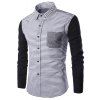 Stripe Print Design épissage Turn-Down Collar Shirt manches longues hommes - Noir L