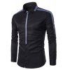 Bouton couvert Spliced ​​design col rabattu shirt manches longues hommes - Noir 2XL