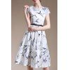 Trendy Short Sleeve Round Collar Slimming Floral Print Women's Dress - Jaune S
