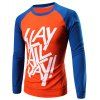 T-Shirt à Manches Raglan avec Col Rond et à Imprimé Inscription et Blocs de Couleurs Style Classique pour Hommes - Orange XL