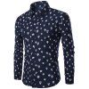 Montgolfière Imprimer Turn-Down Collar Shirt manches longues hommes - Bleu profond 2XL