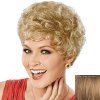 Fluffy Curly Short Attractive Side Bang Perruque réelle de cheveux naturels pour les femmes - Brun Avec Blonde 