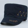 Stylish Button and Sewing Thread Embellished Men's Military Hat - Bleu profond 