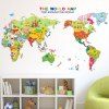 Chic Cartoon Animals Carte du monde Motif Autocollant Mural pour une chambre d'enfants de maternelle - multicolore 