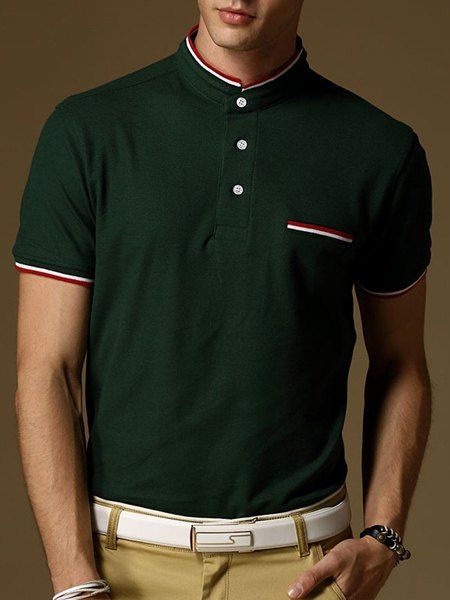 T-shirt à manches courtes et à rayures pour hommes - Vert L