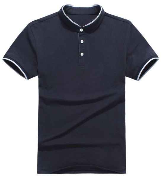 T-shirt à manches courtes et demi-bouton pour homme - Bleu Violet XL
