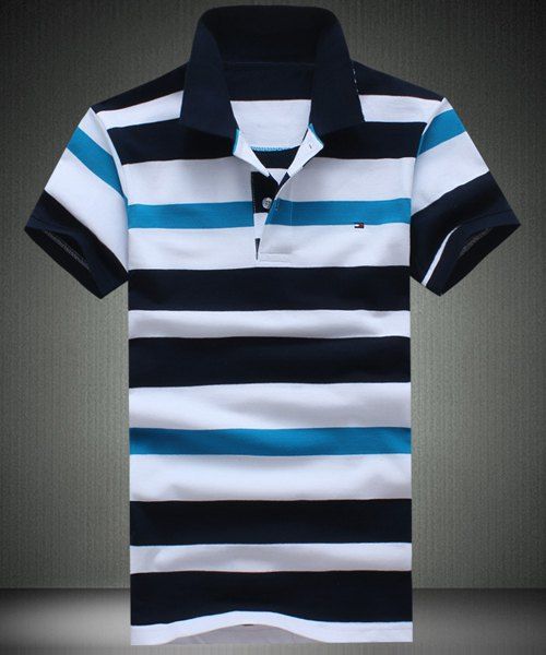 T-shirt rayé à manches courtes pour hommes - Bleu XL