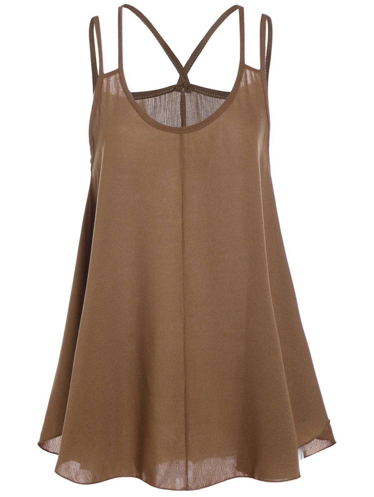 [17 OFF] 2020 Brief Strappy Sleeveless Chiffon Khaki Loose Women's
