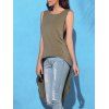 Collier Trendy Sleeeveless Round Top Débardeur Couleur asymétriques Femmes solides - Olive Verte M