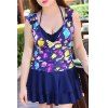 Refreshing Sleeveless Plunging Neck Printed Women's Swimsuit - Violet Foncé 5XL