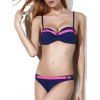 Sexy Spaghetti Strap Push Up Bikini Set Underwire dos ouvert Femmes - Bleu Violet XL