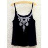 Ethnic Style Embroidery Chiffon Tank Top For Women - Noir ONE SIZE(FIT SIZE XS TO M)