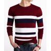 Slim Fit Pull Color Block Stripes Spliced ​​col rond manches longues hommes - Rouge ONE SIZE(FIT SIZE XS TO M)