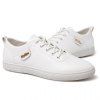 Fashionable Solid Colour and Metal Design Men's Casual Shoes - Blanc 39