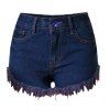Shorts Chic Zipper Fly High-Waisted Fringe Femmes - Bleu profond M