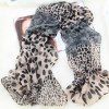 Stylish Fashionable Leopard Pattern Decorated Scarf For Women - Gris 