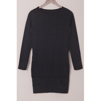 

Casual Solid Color Long Sleeve Bodycon T-Shirt Dress For Women, Black