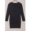 Casual Solid Color Long Sleeve Bodycon T-Shirt Dress For Women - BLACK M