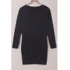 Robe T-shirt Moulante Simple à Manches Longues en Couleur Solide Pour Femme - Noir XL