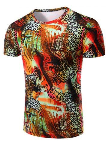 polyester round neck abstract print bohemian half sleeve short sleeve t shirts