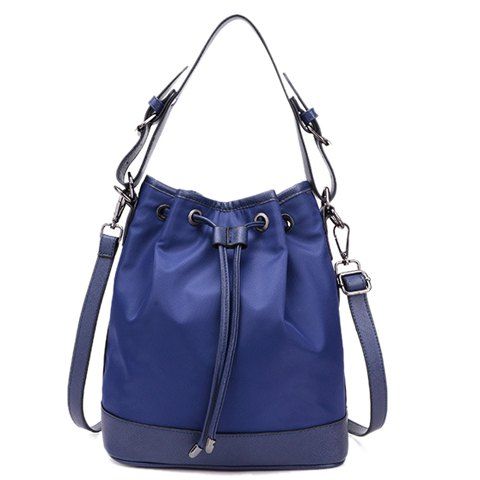 Fashionable Splicing and String Design Women's Shoulder Bag - Bleu 