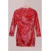Support Sexy manches longues Robe col Paillettes Femmes - Rouge XL