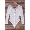 Maillots de bain sexy à manches longues à lacets évider dentelle femmes - Blanc L