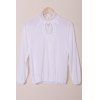 Élégant Stand-Up Collar manches longues Blouse évider Crochet Femmes - Blanc XL
