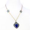 Gorgeous Rhinestones Bowknots Decorated Heart Shape Faux Sapphire Necklace For Women - Bleu 