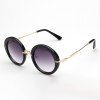 Chic Solid Color Round Frame Retro Style Women's Sunglasses - Noir 