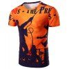 Lettres et T-shirt Figure 3D Print Motif col rond manches courtes hommes - Orange L