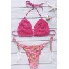 Bikini Sexy Halter Crochet imprimé floral femmes - Rouge S